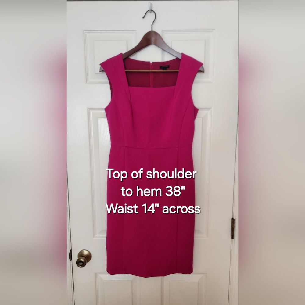 Ann Taylor Fuschia Square Neck Pencil Dress